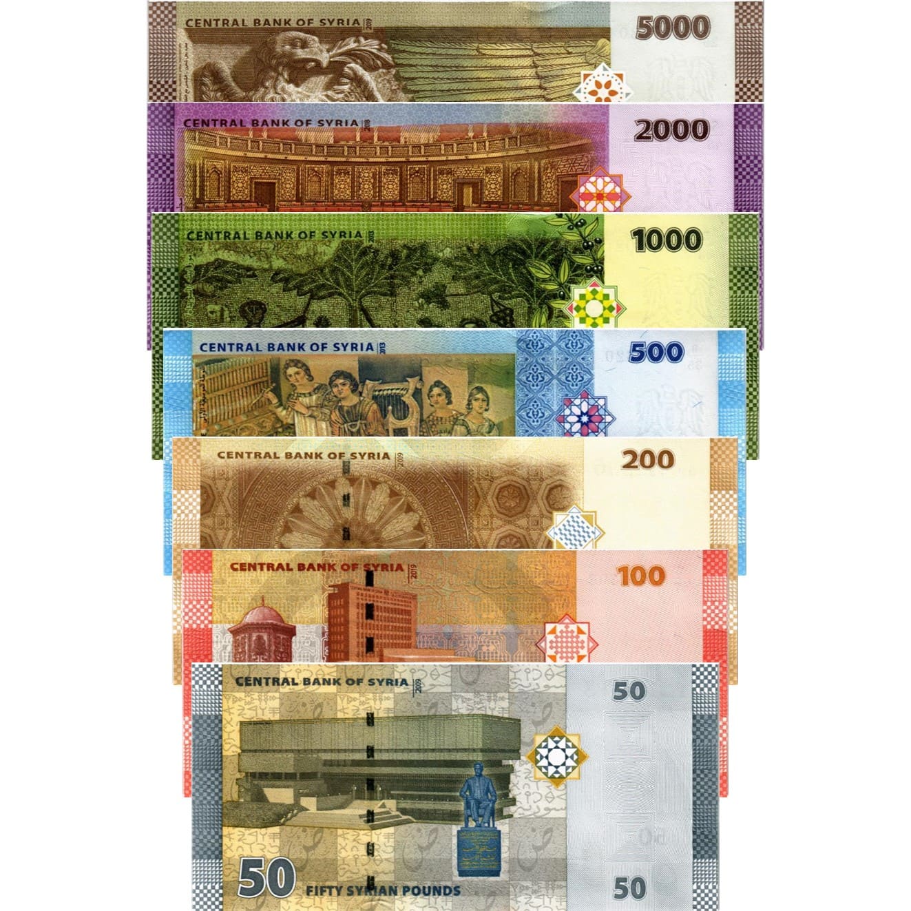 СИРИЯ НАБОР 50 100 200 500 1000 2000 5000 ФУНТОВ мини 2