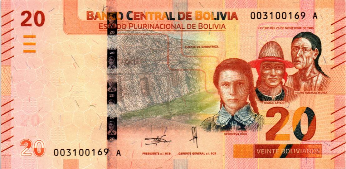 БОЛИВИЯ 20 БОЛИВИАНО мини 1