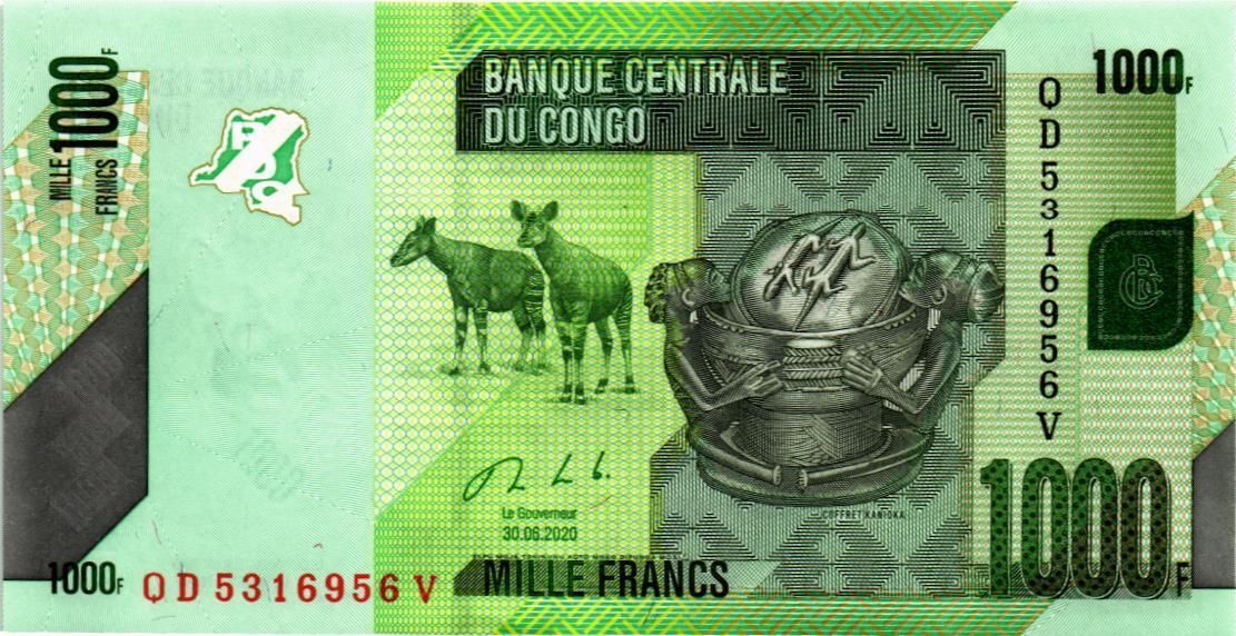 КОНГО ДР 1000 ФРАНКОВ мини 1