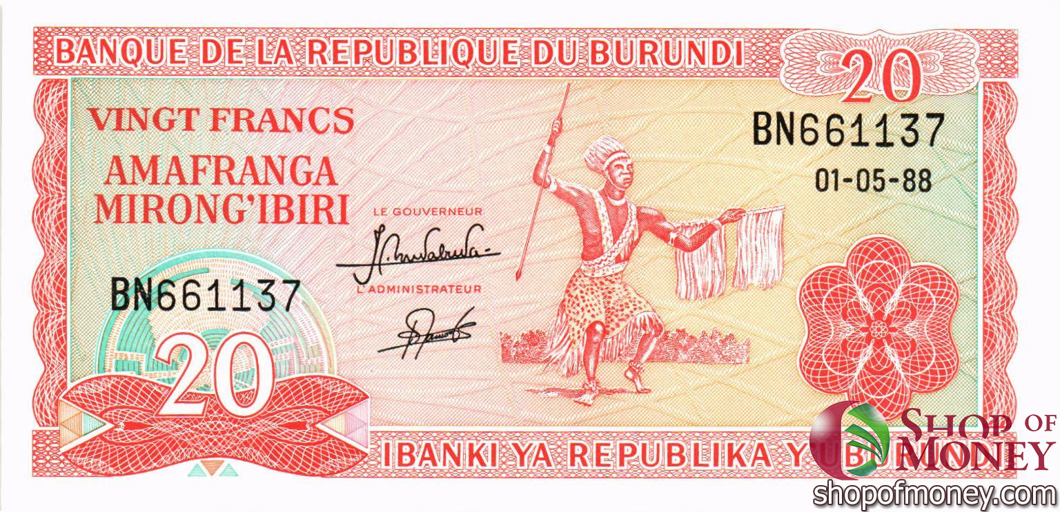 БУРУНДИ 20 ФРАНКОВ мини 1