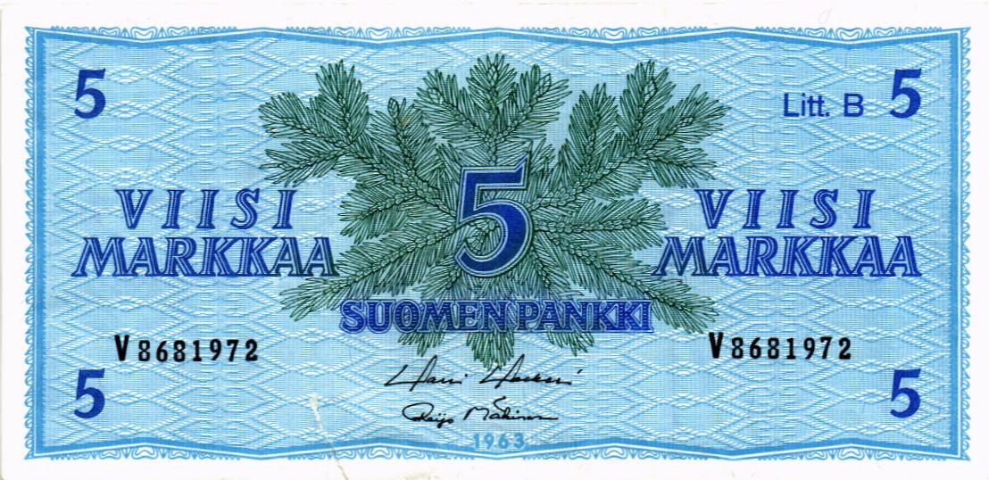 ФИНЛЯНДИЯ 5 МАРОК (Litt. B)