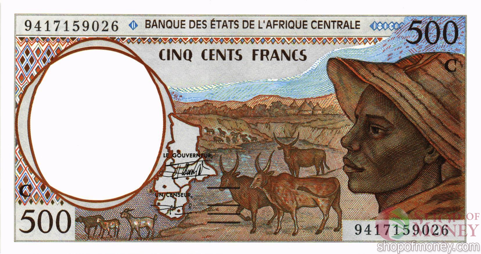 ЦЕНТРАЛЬНОАФРИКАНСКАЯ РЕСПУБЛИКА 500 ФРАНКОВ мини 1