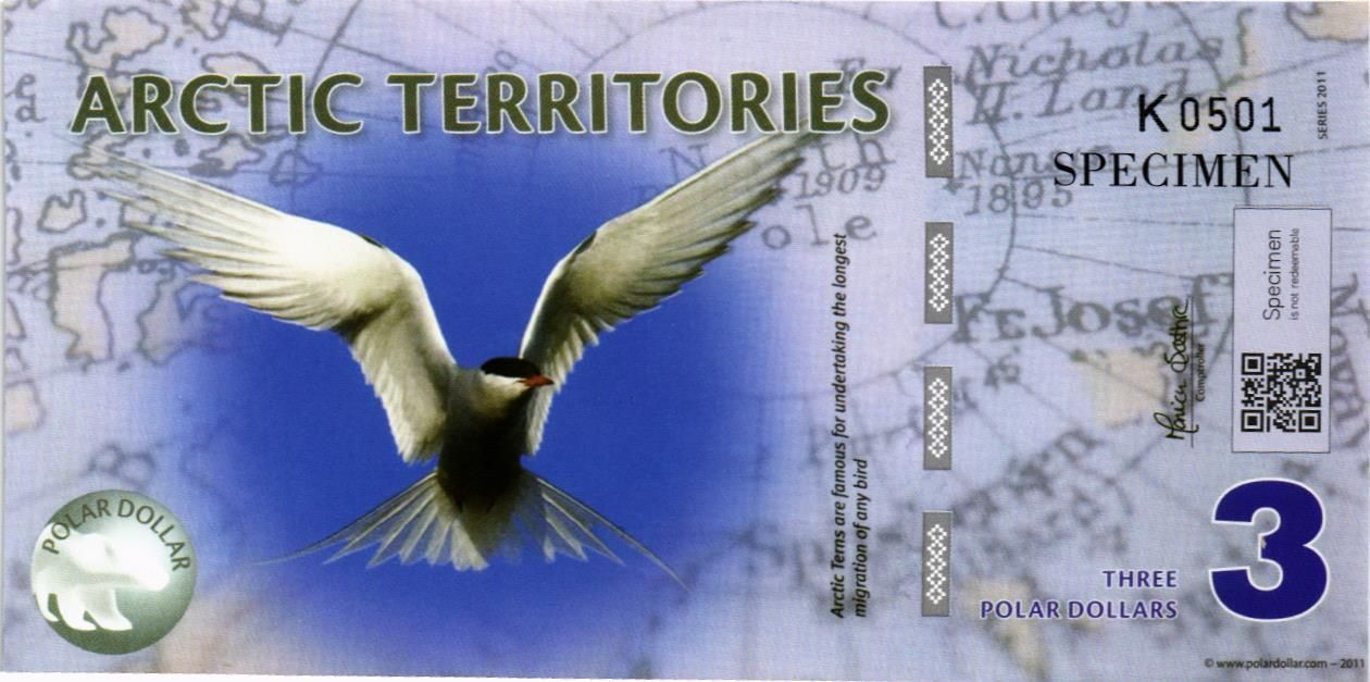 АРКТИЧЕСКИЕ ТЕРРИТОРИИ 3 ДОЛЛАРА (ОБРАЗЕЦ) мини 1