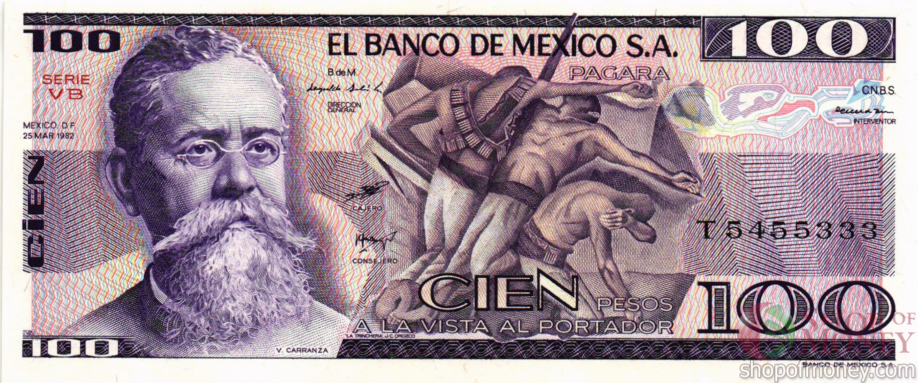 МЕКСИКА 100 ПЕСО (-VB- СЕРИЯ) мини 1