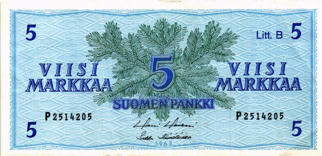 ФИНЛЯНДИЯ 5 МАРОК (Litt. B)
