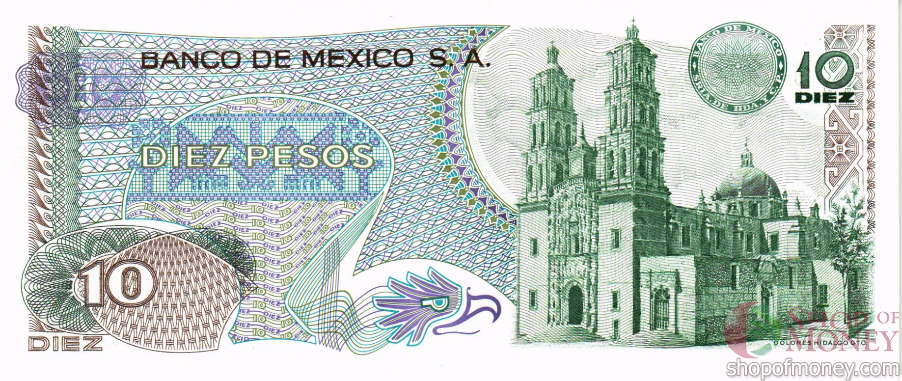 МЕКСИКА 10 ПЕСО (СЕРИЯ-1ES) мини 2