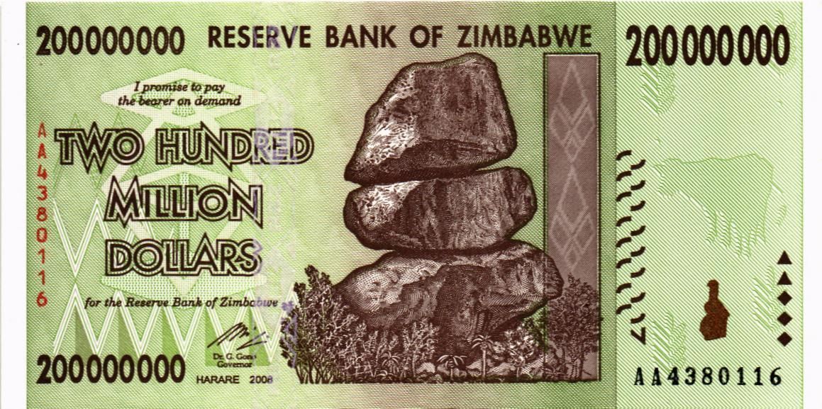 ЗИМБАБВЕ 200000000 ДОЛЛАРОВ (AA)