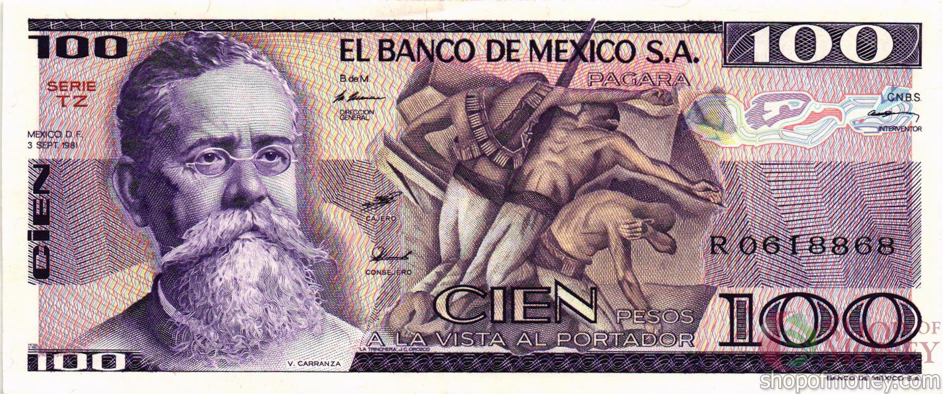 МЕКСИКА 100 ПЕСО (-TZ- СЕРИЯ)