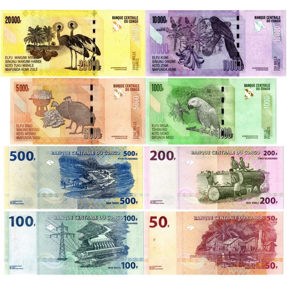 КОНГО ДР НАБОР 20000-10000-5000-1000-500-200-100-50 ФРАНКОВ мини 2