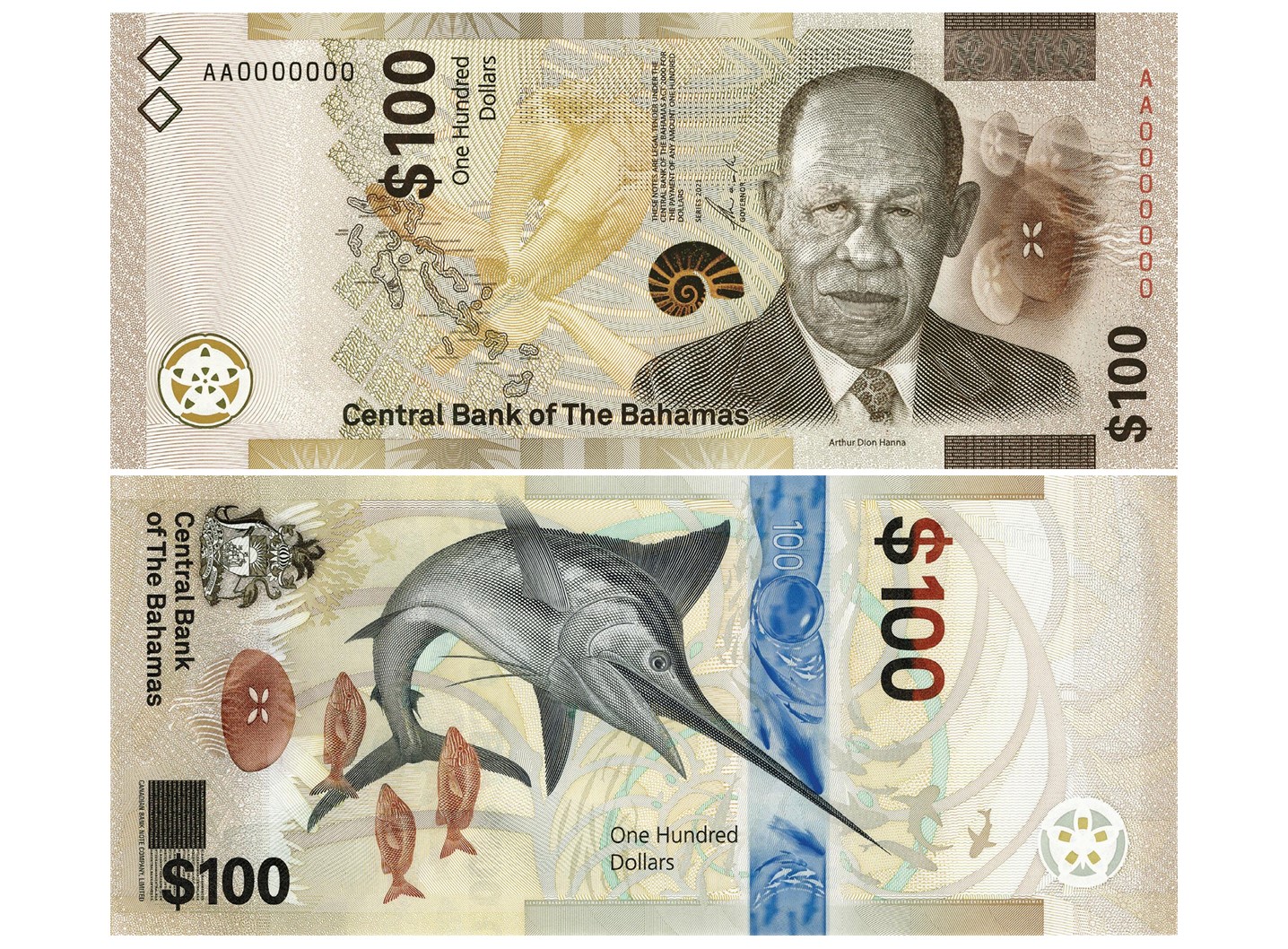 Багамы 100 Долларов 2021 года