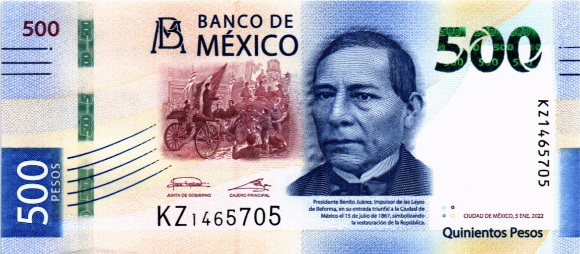 МЕКСИКА 500 ПЕСО (05.01.2022) мини 1