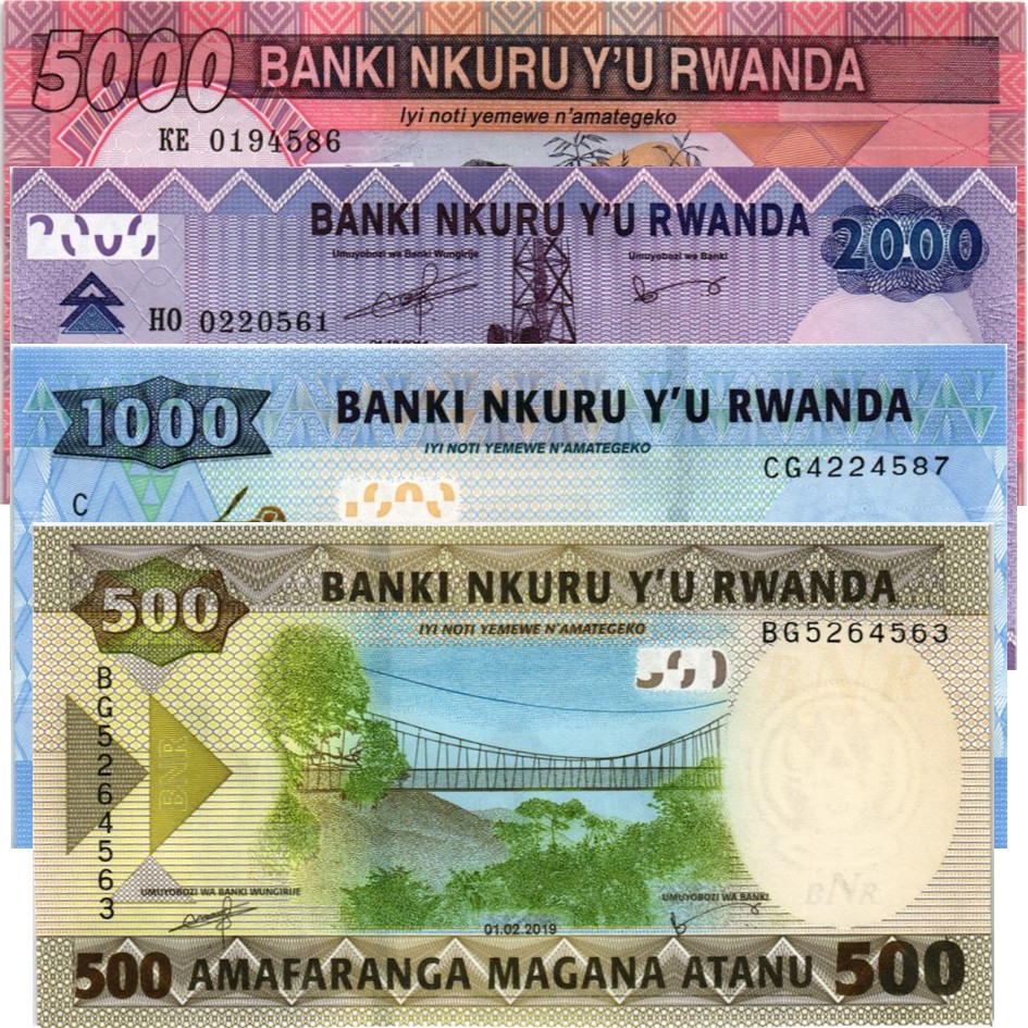 РУАНДА НАБОР 5000-2000-1000-500 ФРАНКОВ