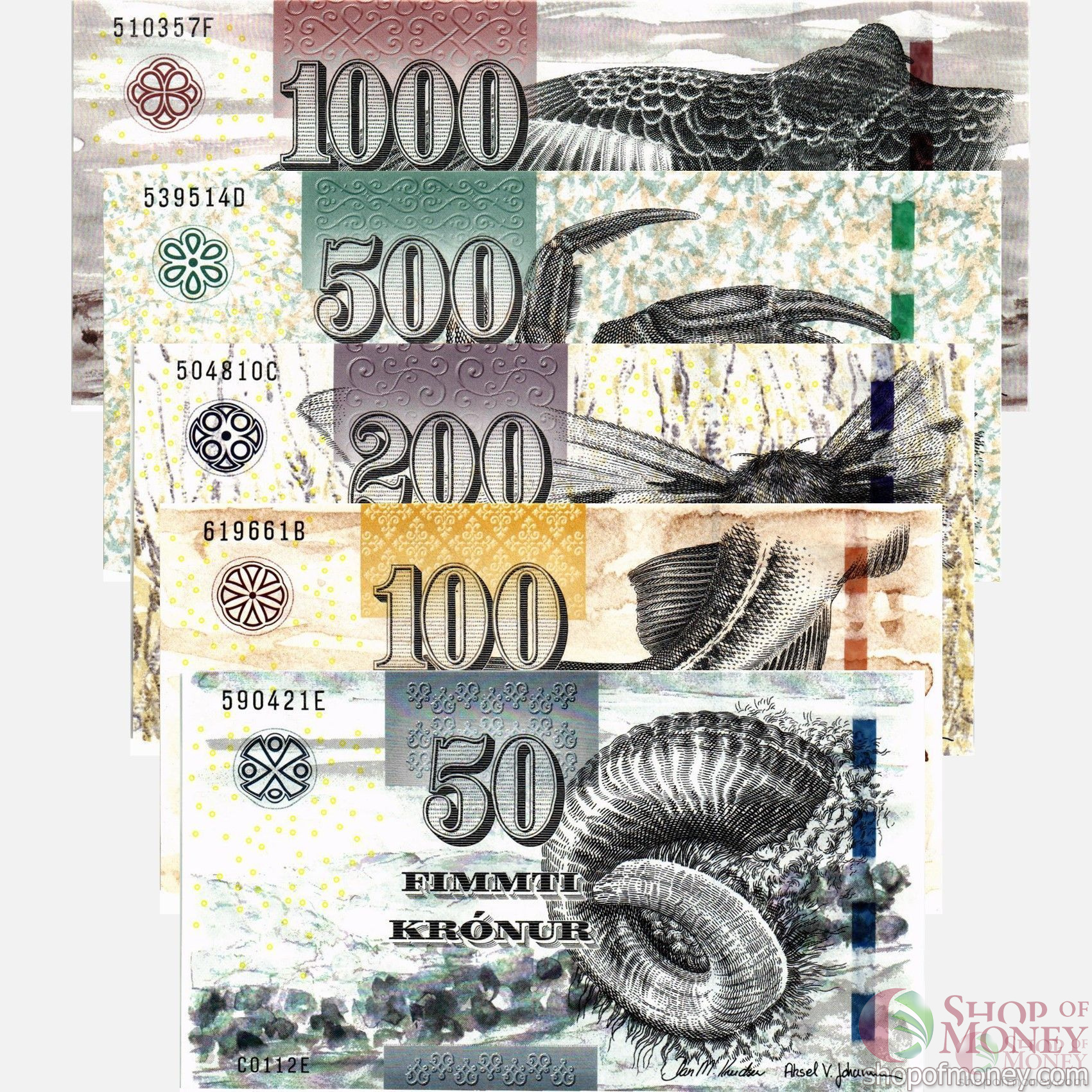 ФАРЕРСКИЕ ОСТРОВА 50 100 200 500 1000 КРОН мини 1