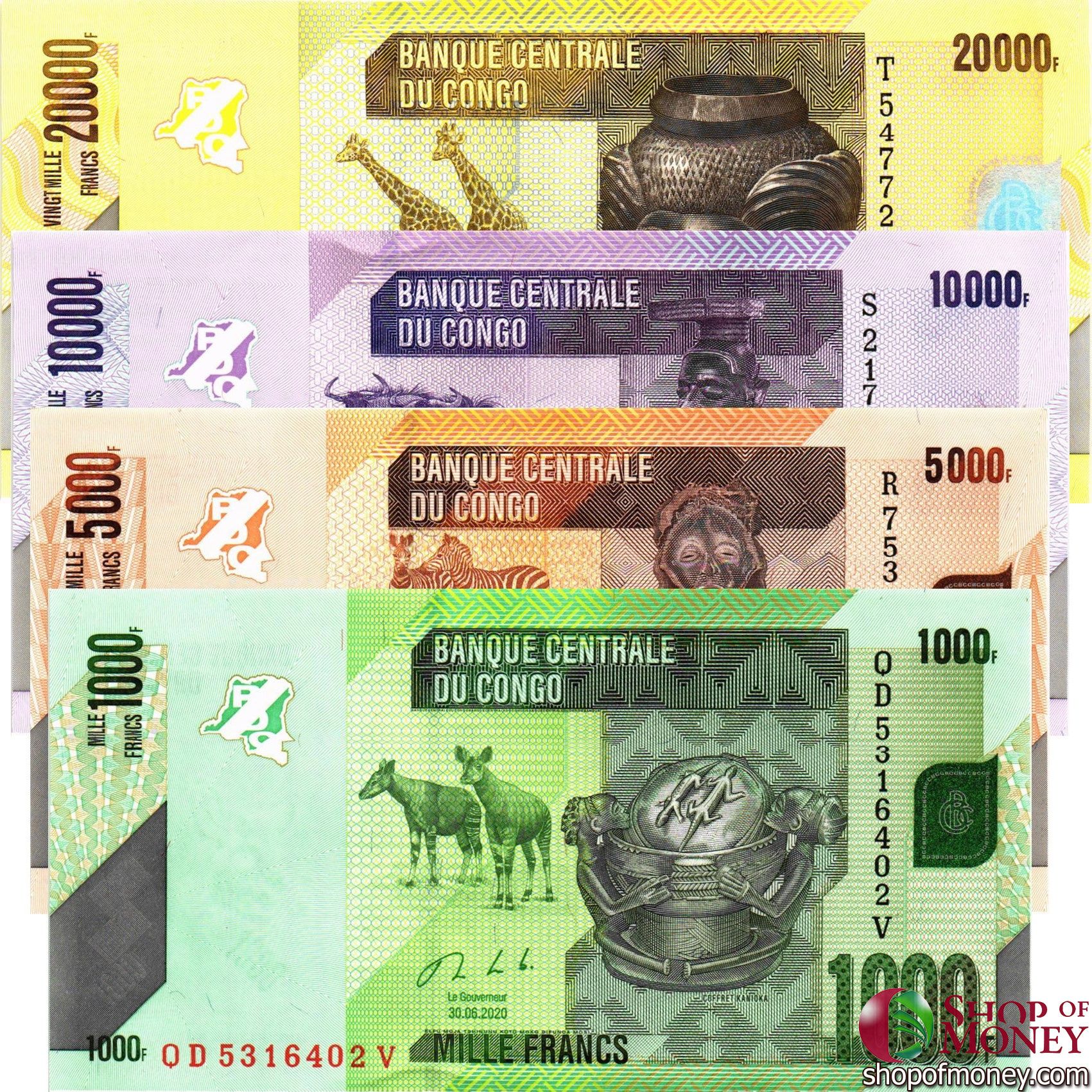 КОНГО ДР 20000-10000-5000-1000 ФРАНКОВ