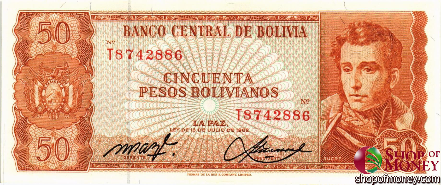 БОЛИВИЯ 50 БОЛИВИАНО мини 1