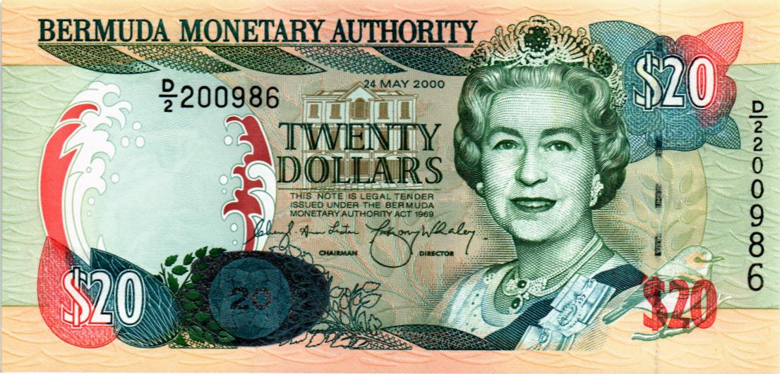 БЕРМУДСКИЕ ОСТРОВА 20 ДОЛЛАРОВ (ГОЛОГРАММА #2) мини 1