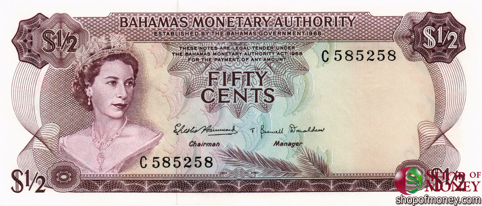 БАГАМСКИЕ ОСТРОВА 1/2 ДОЛЛАРА