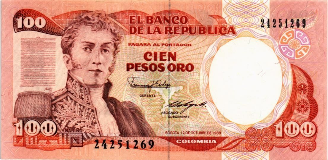 КОЛУМБИЯ 100 ПЕСО (12.10.1988) мини 1