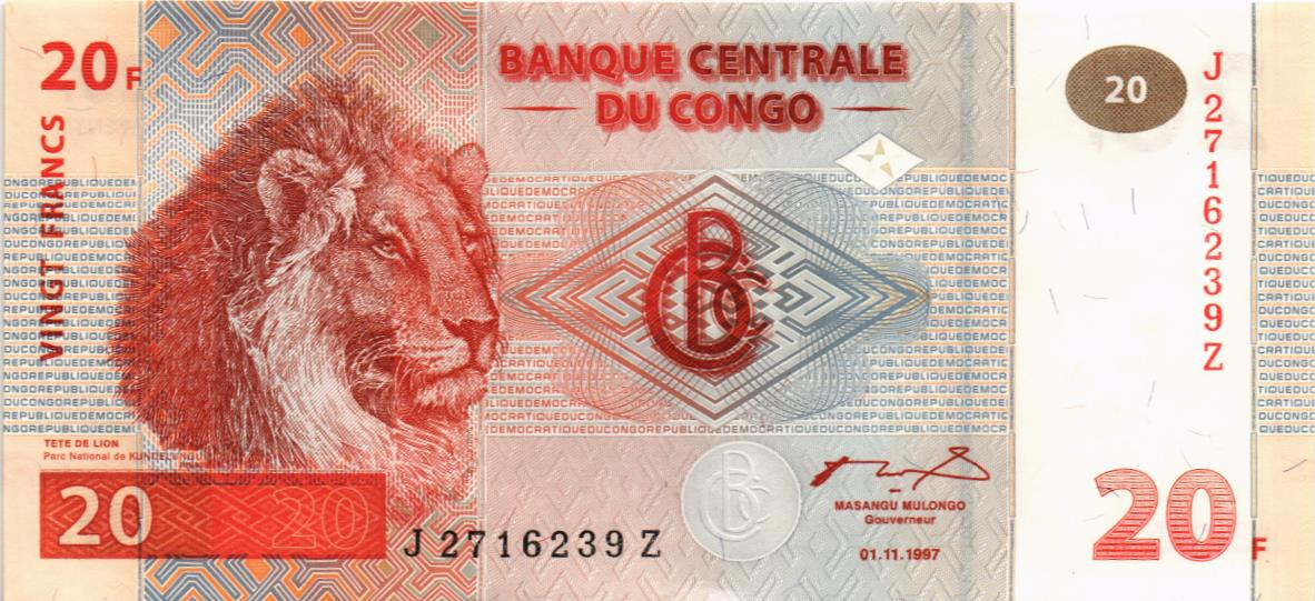 КОНГО ДР 20 ФРАНКОВ мини 1