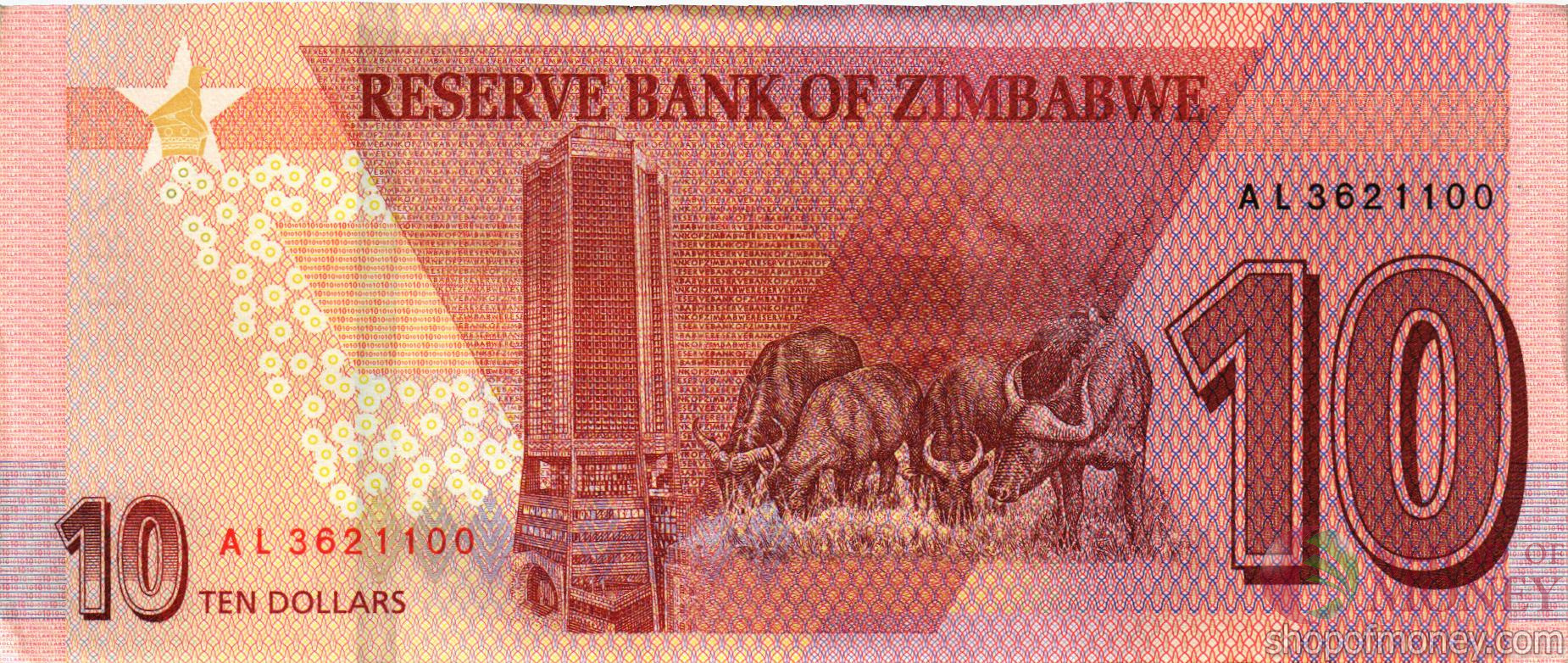 ЗИМБАБВЕ 10 ДОЛЛАРОВ мини 2