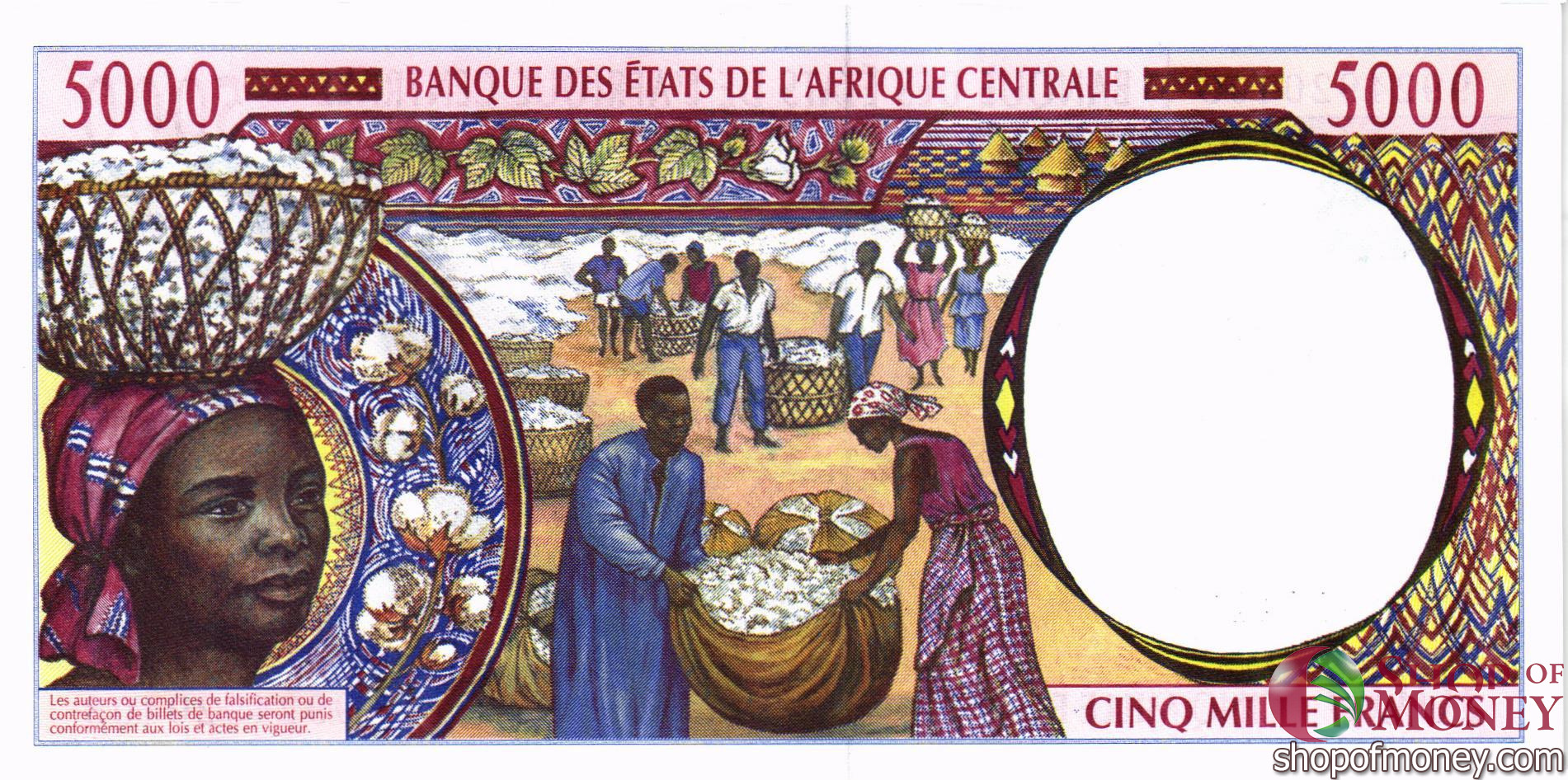 CAS - ЧАД 5000 ФРАНКОВ (P) мини 2
