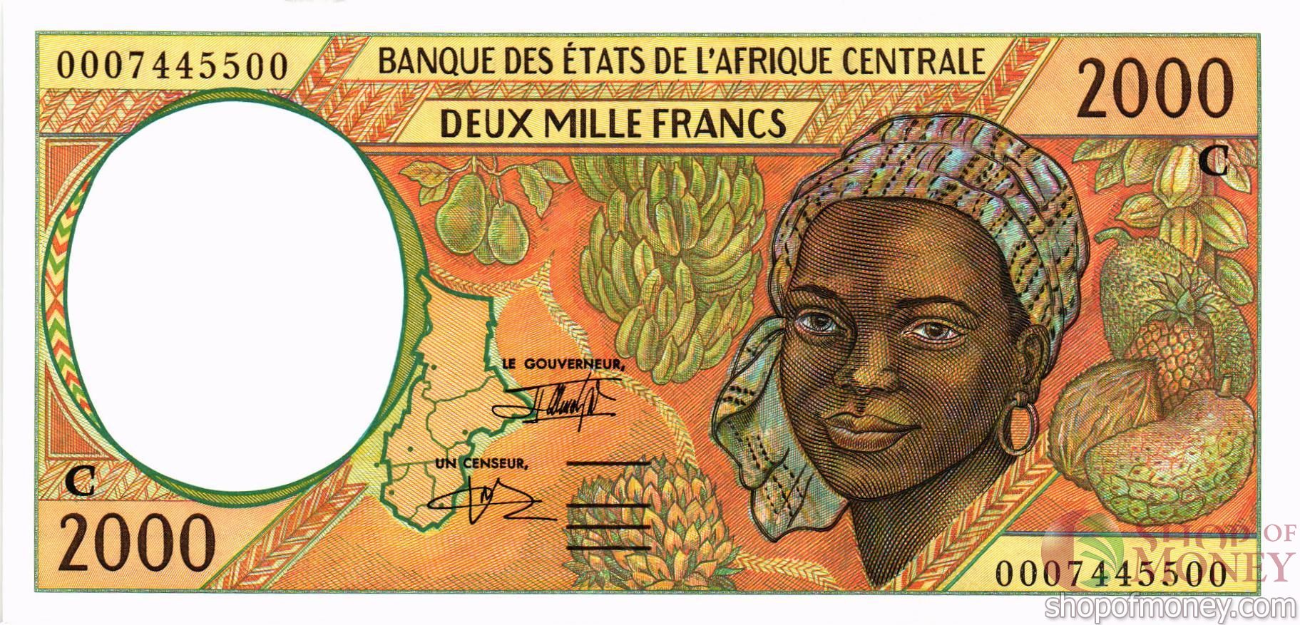 ГОСУДАРСТВА ЦЕНТРАЛЬНОЙ АФРИКИ (-C- КОНГО) 2000 ФРАНКОВ