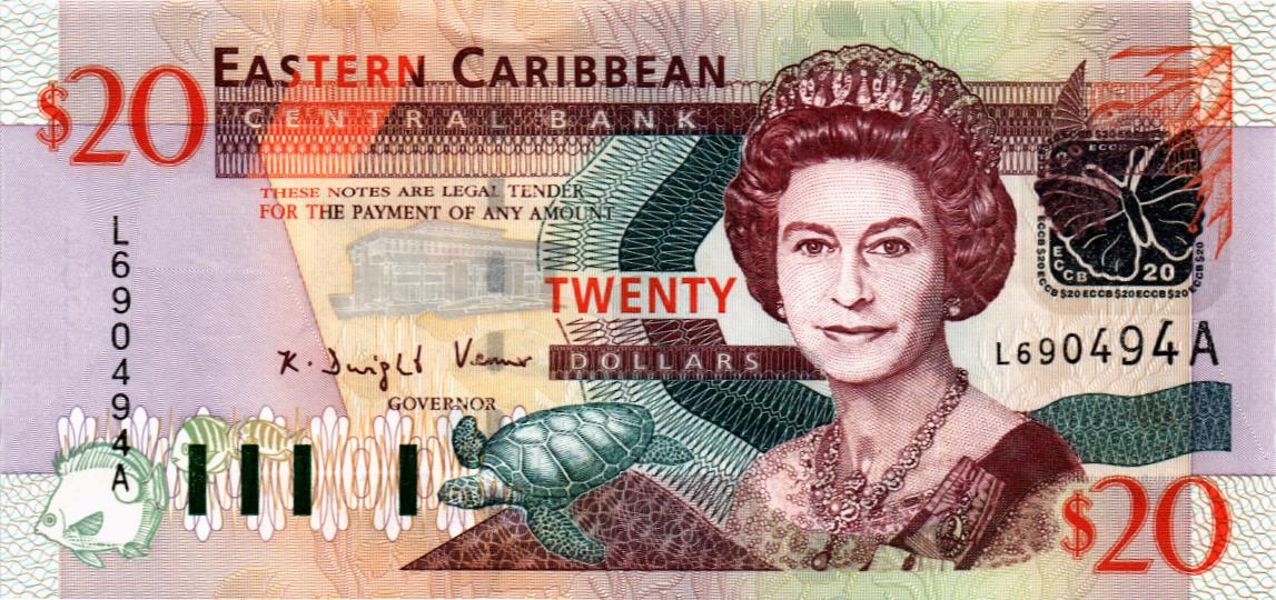 ВОСТОЧНЫЕ КАРИБЫ 20 ДОЛЛАРОВ (A - АНТИГУА) мини 1
