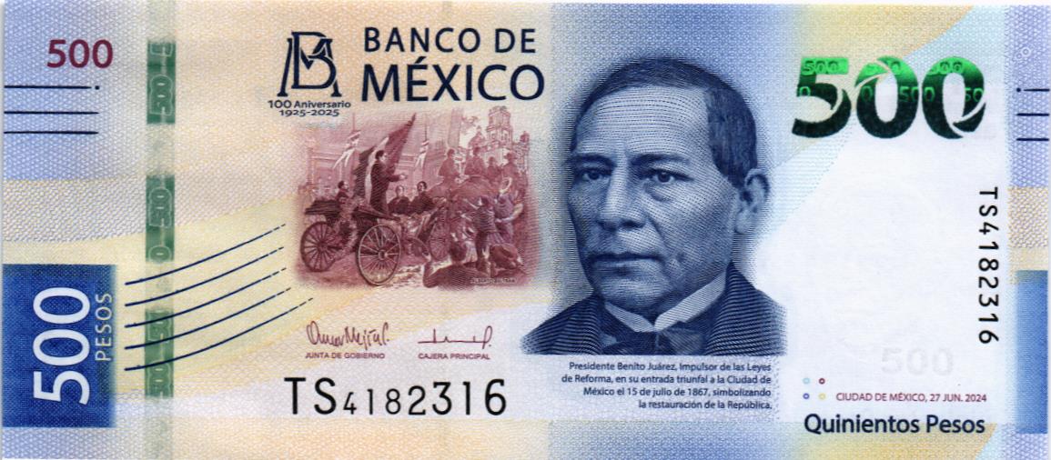 МЕКСИКА 500 ПЕСО (НАДПЕЧАТКА) мини 1