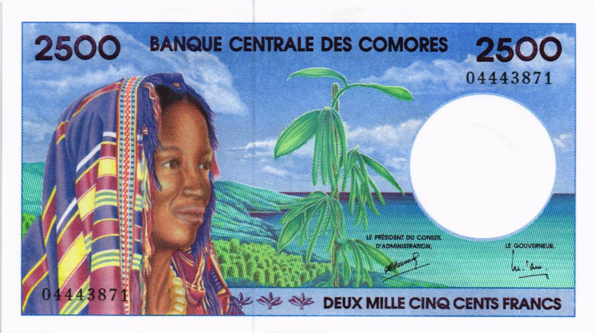 КОМОРСКИЕ ОСТРОВА 2500 ФРАНКОВ