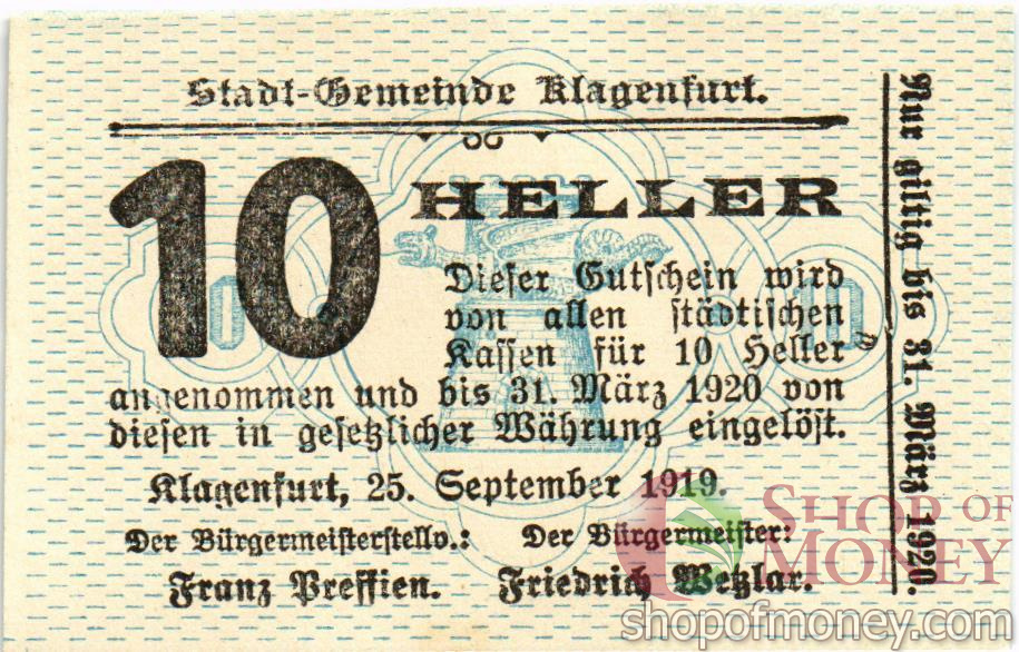 АВСТРИЯ 10 ХЕЛЛЕРОВ (НОТГЕЛЬД) мини 1