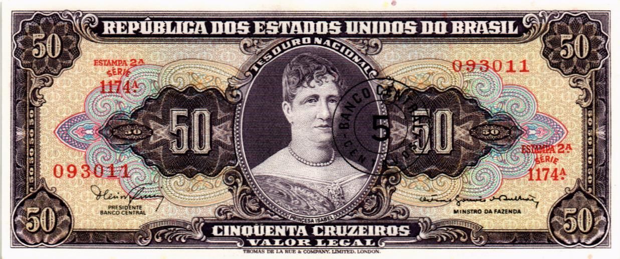 БРАЗИЛИЯ 50 СЕНТАВО (НАДПЕЧАТКА)