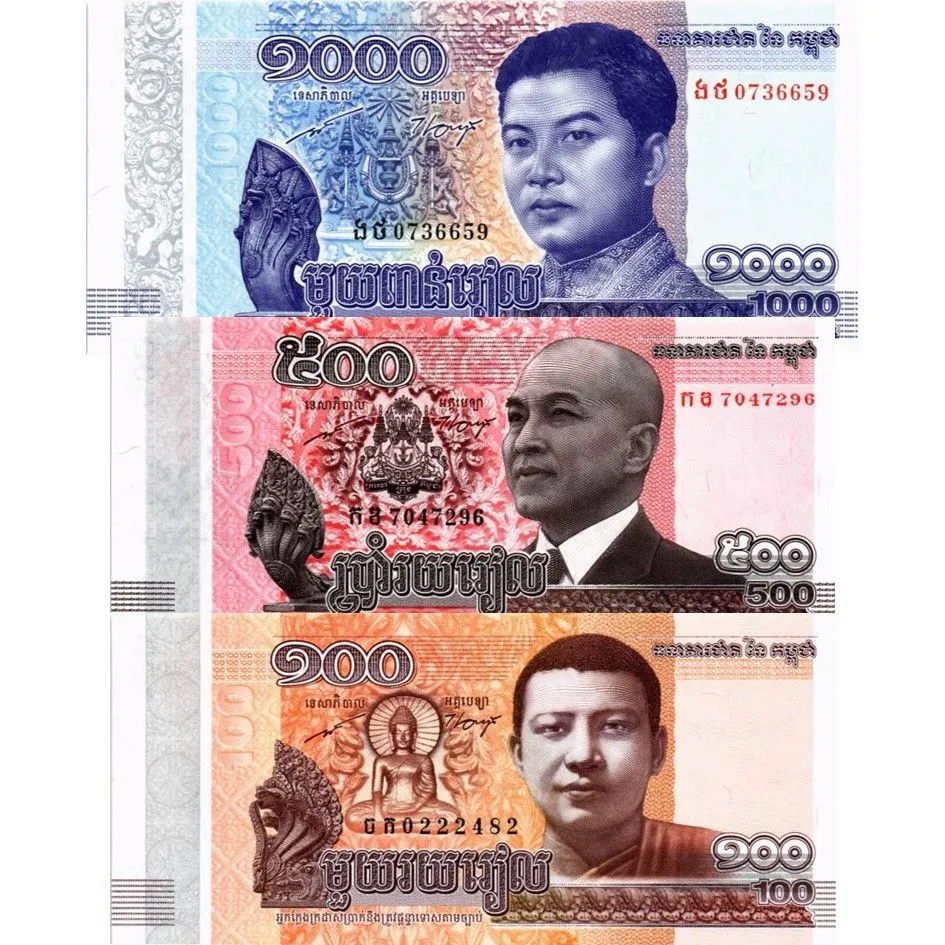 КАМБОДЖА НАБОР 1000 500 100 РИЕЛЬ