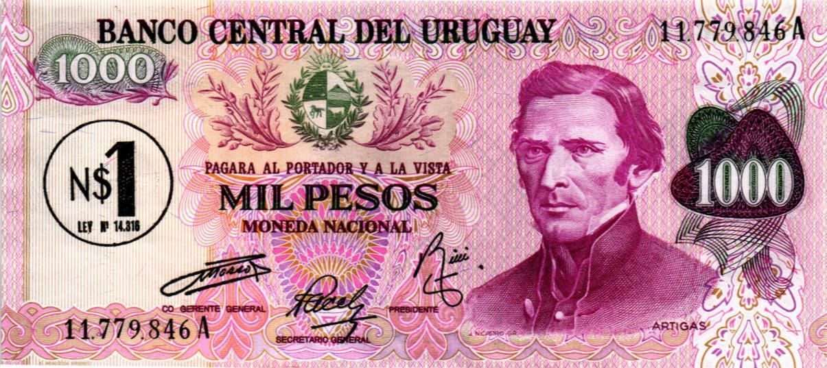 УРУГВАЙ 1 ПЕСО (НАДПЕЧАТКА) мини 1