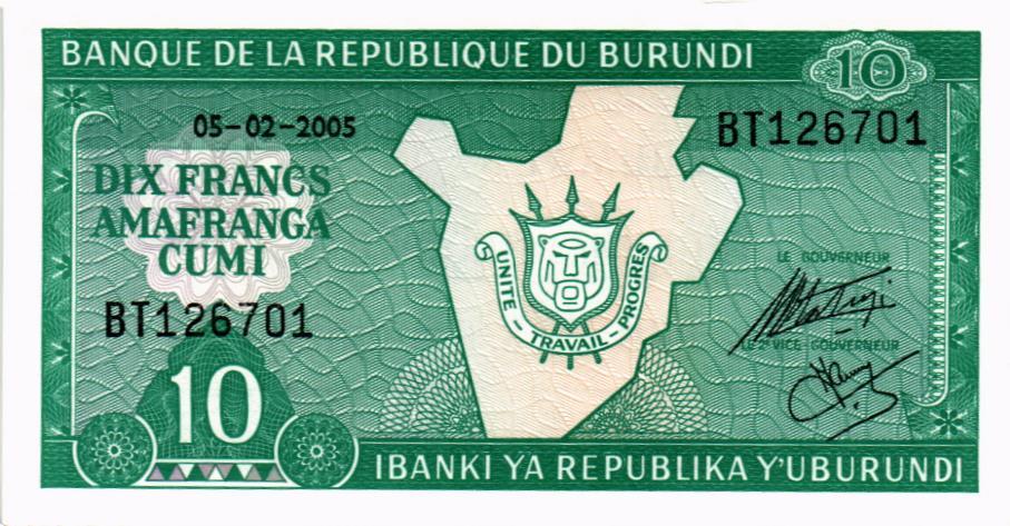 БУРУНДИ 10 ФРАНКОВ