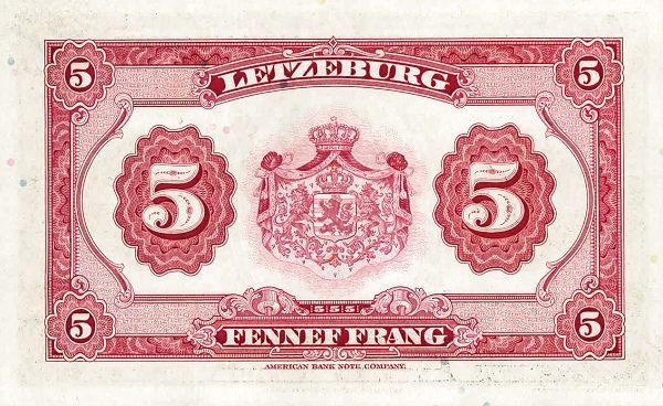 ЛЮКСЕМБУРГ 5 ФРАНКОВ мини 2