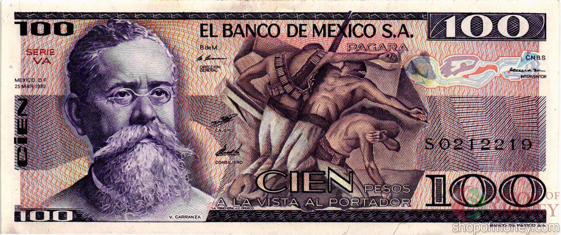 МЕКСИКА 100 ПЕСО (-VA- СЕРИЯ)