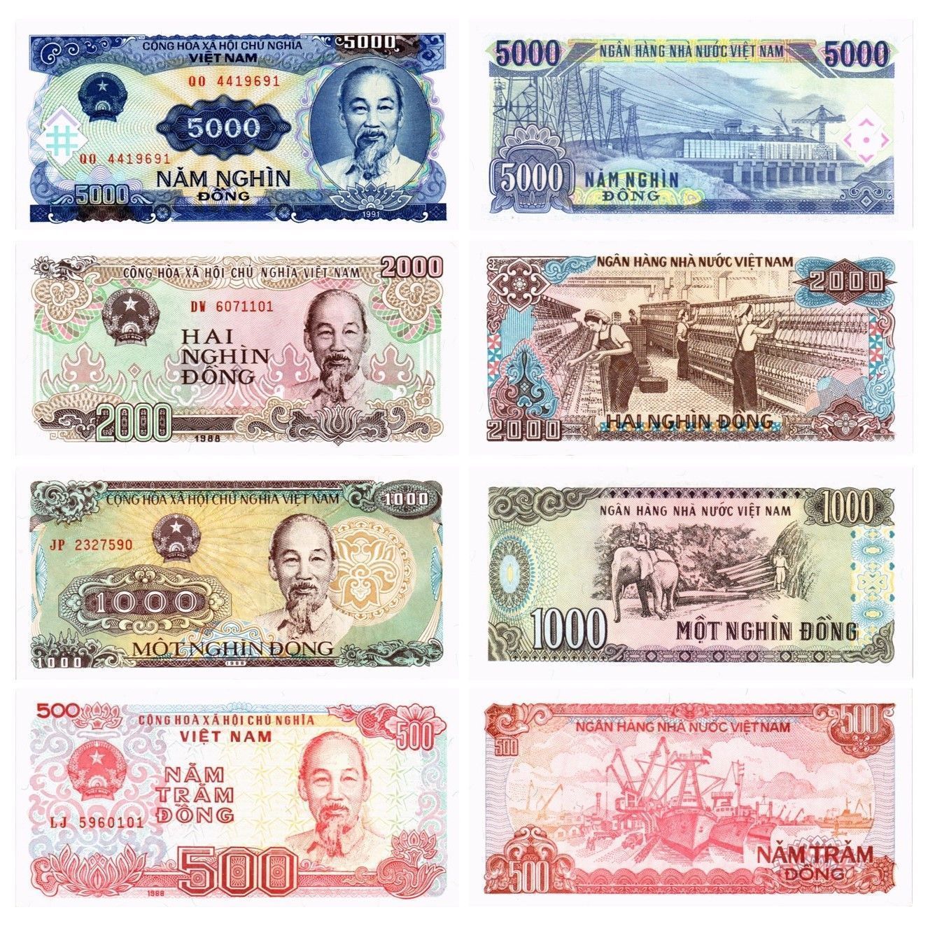 ВЬЕТНАМ НАБОР 500 1000 2000 5000 ДОНГ
