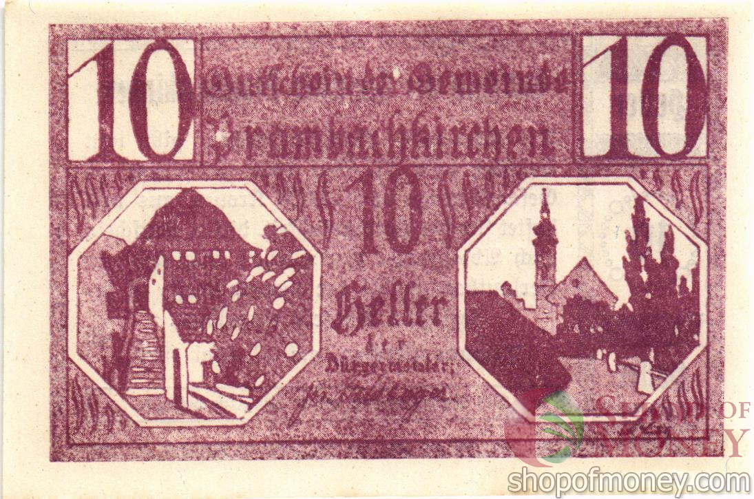 АВСТРИЯ 10 ХЕЛЛЕРОВ (НОТГЕЛЬД)