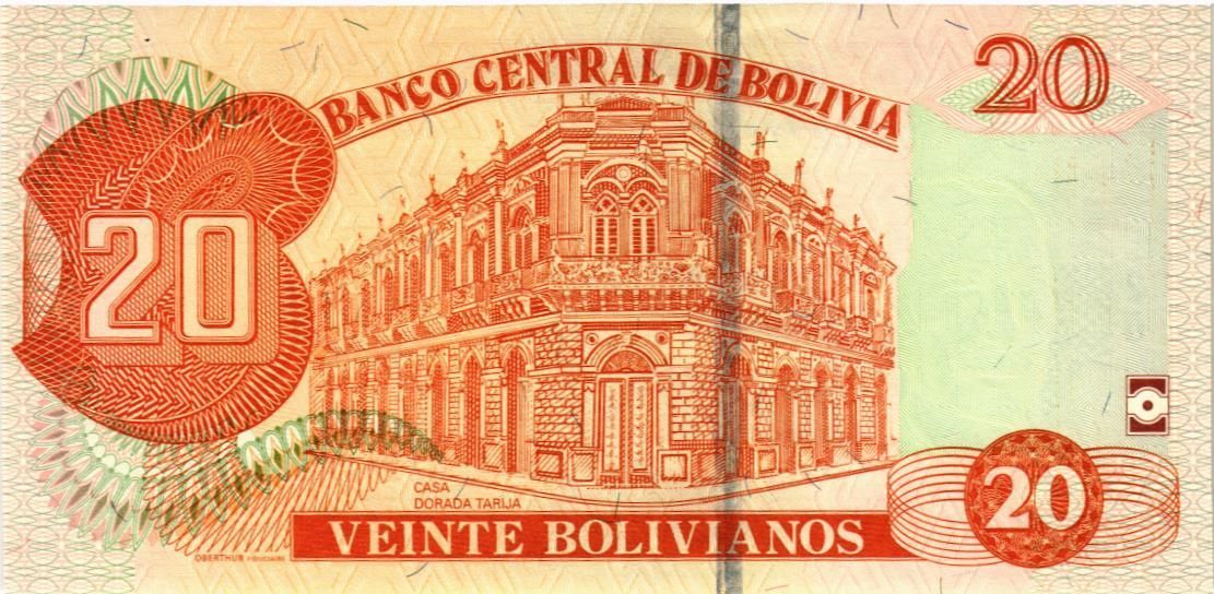 БОЛИВИЯ 20 БОЛИВИАНО мини 2