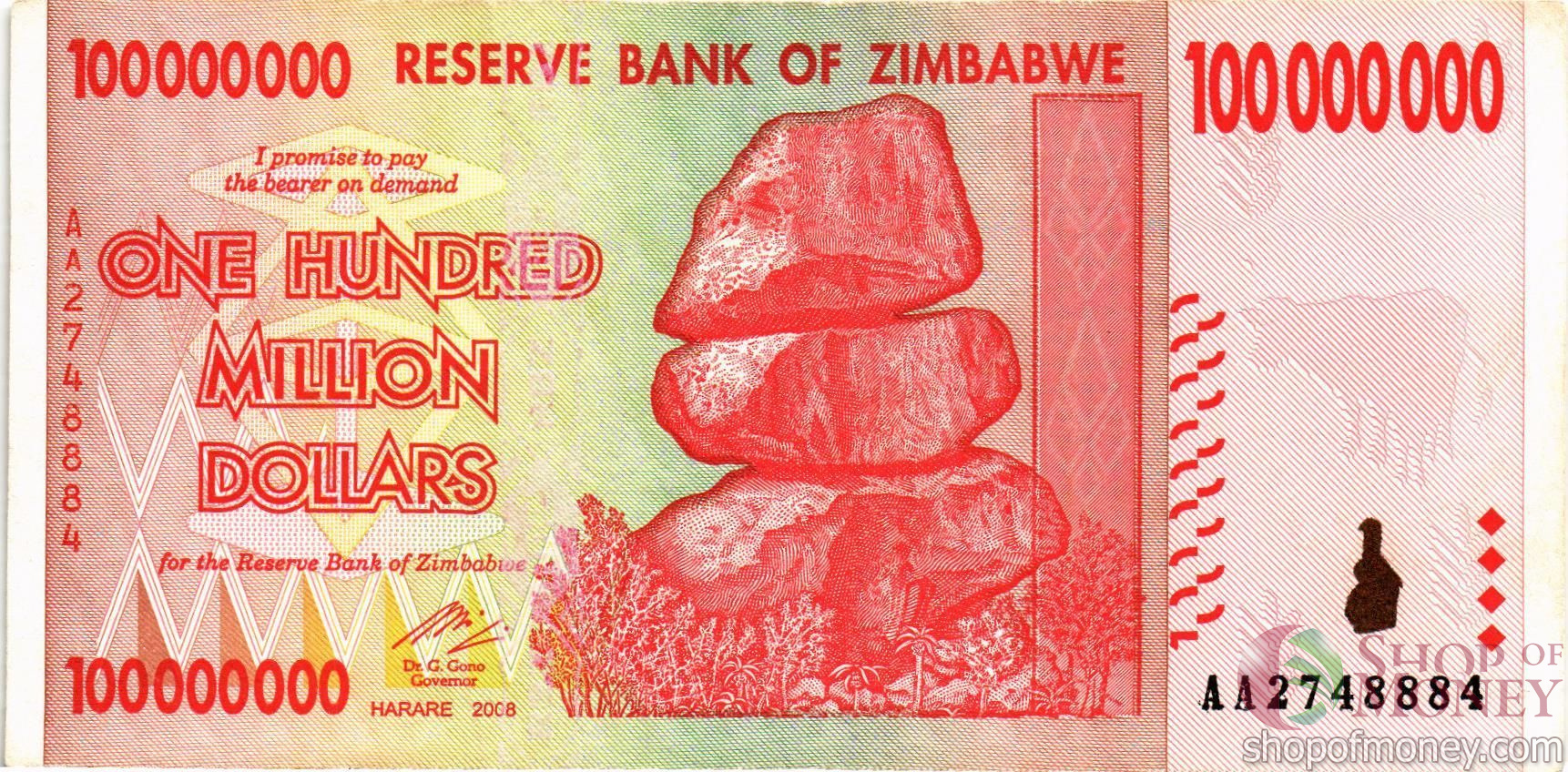 ЗИМБАБВЕ 100000000 ДОЛЛАРОВ (-AA-)