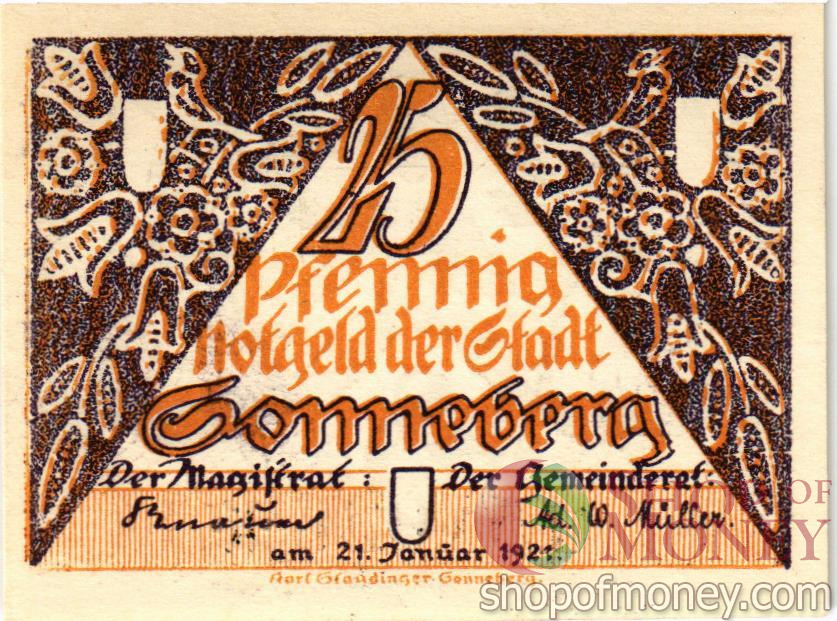 ГЕРМАНИЯ 25 ПФЕННИГОВ (НОТГЕЛЬД)