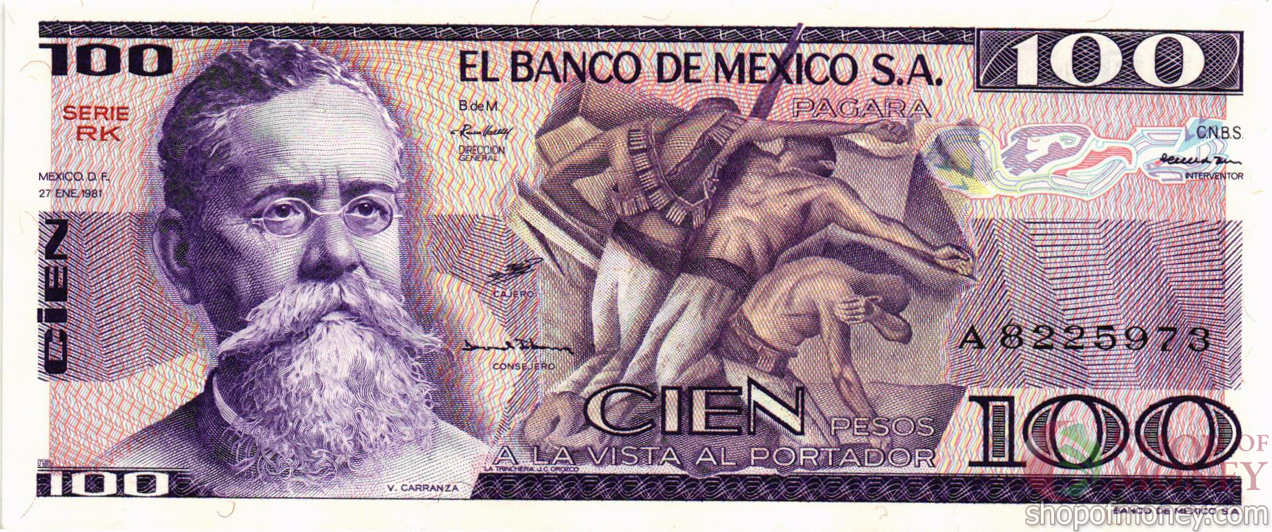 МЕКСИКА 100 ПЕСО (-RK- СЕРИЯ) мини 1