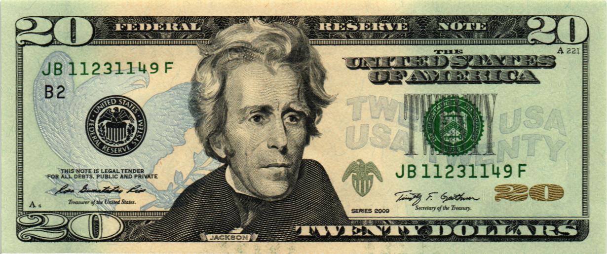 США 20 ДОЛЛАРОВ (B - НЬЮ-ЙОРК)