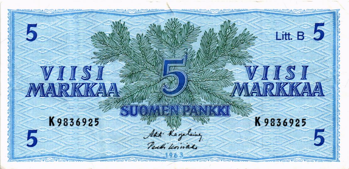 ФИНЛЯНДИЯ 5 МАРОК (Litt. B)