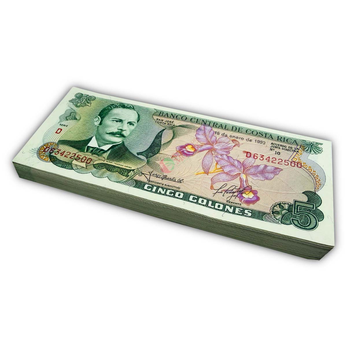 КОСТА-РИКА 5 КОЛОН (15.01.1992) (100 БАНКНОТ)
