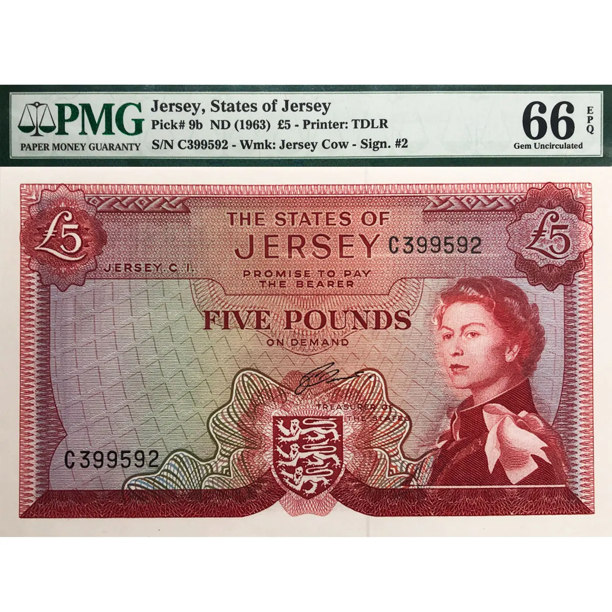 ДЖЕРСИ 5 ФУНТОВ (PMG - GRADE 66)