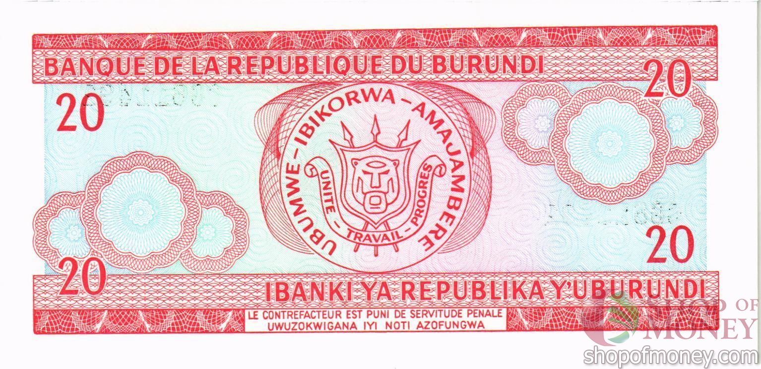 БУРУНДИ 20 ФРАНКОВ мини 2