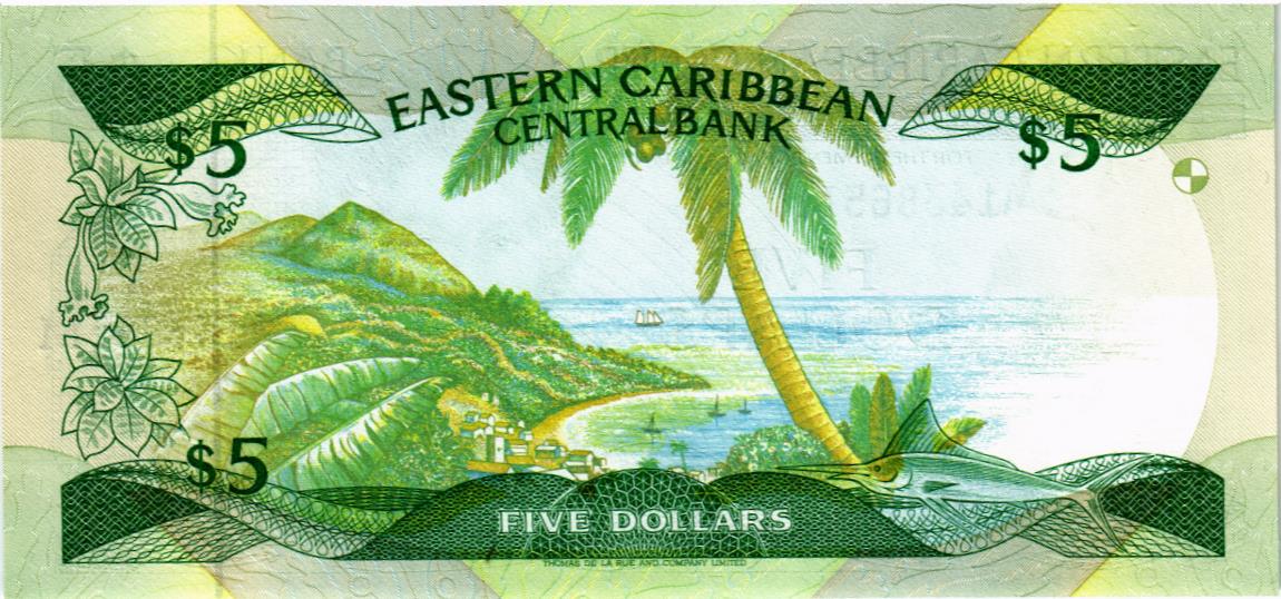 ВОСТОЧНЫЕ КАРИБЫ 5 ДОЛЛАРОВ (M - Монтсеррат) мини 2