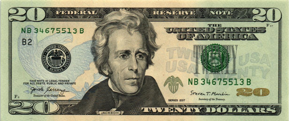 США 20 ДОЛЛАРОВ (B - НЬЮ-ЙОРК)