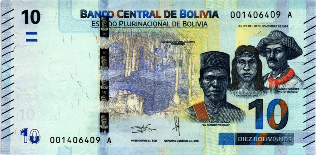 БОЛИВИЯ 10 БОЛИВИАНО мини 1